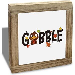 Gobble Sign, Turkey Signs, Rustic Wooden Plaques Sign, Thanksgiving Home Decor